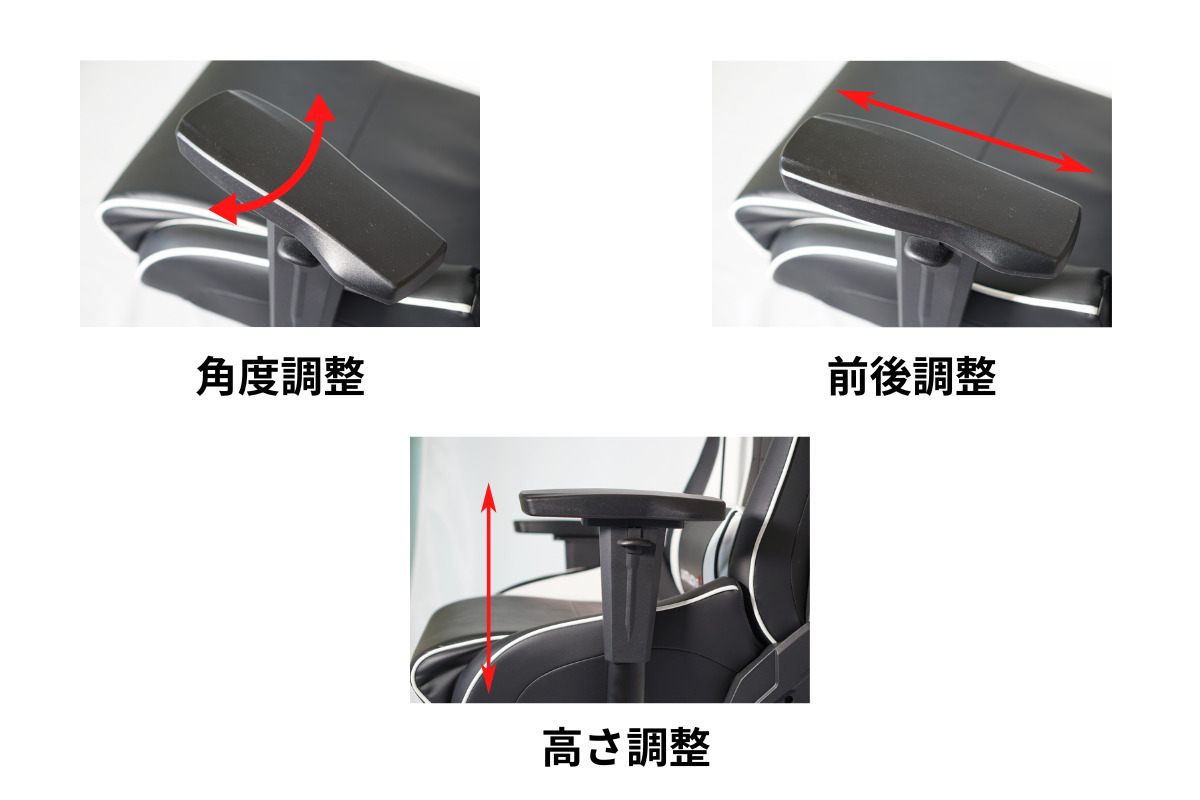 アームレストの調整説明略図